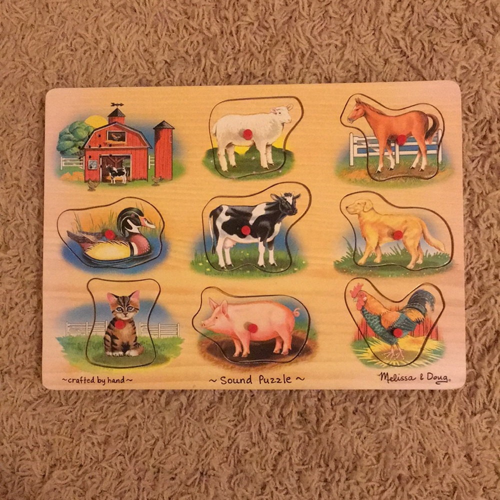 Like New Melissa & Doug Wooden Farm Animal Sound Puzzle